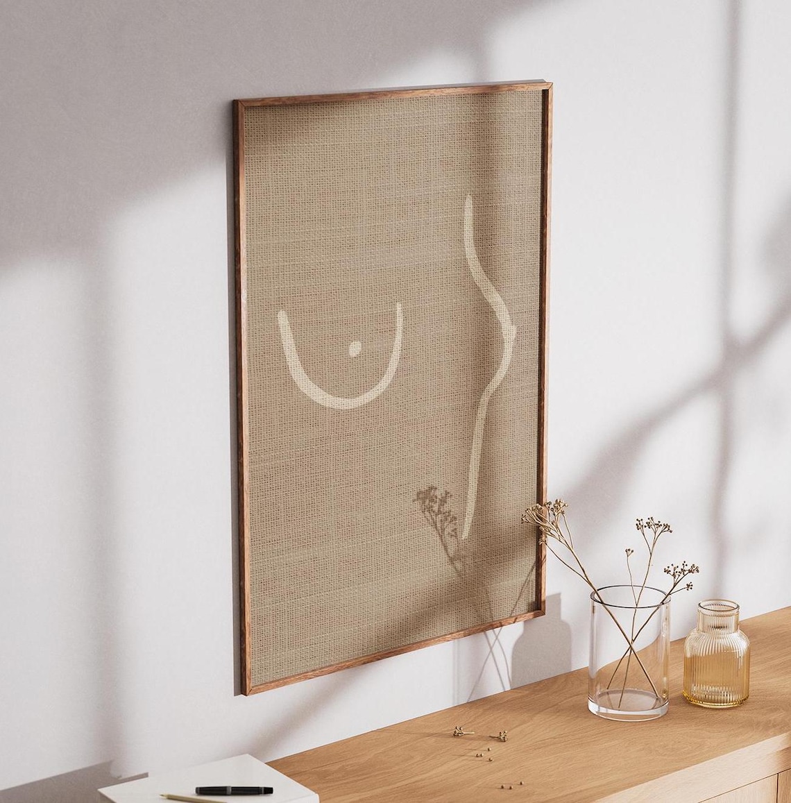 Minimalist Woman Poster, Beige Texture Abstract - Image 4