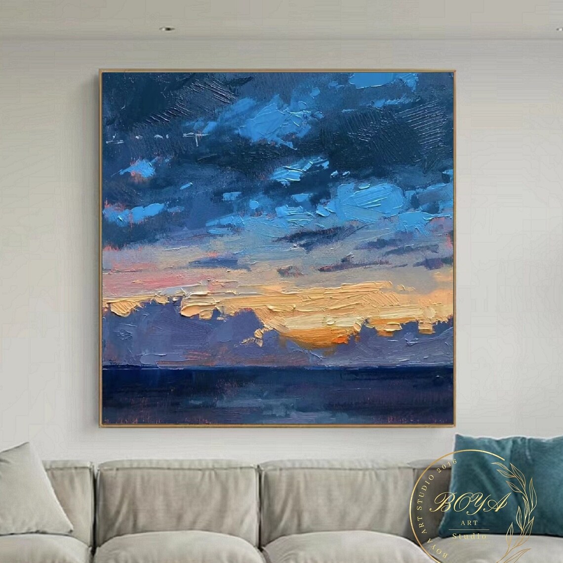 Blue Abstract Sky and Ocean Texture Art Print