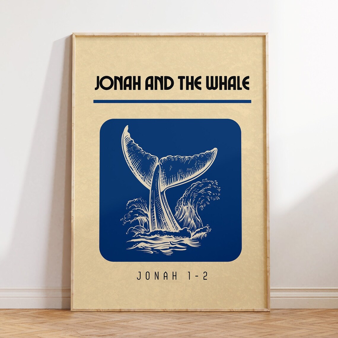 Jonah And The Whale Print Retro Scripture Poster Vintage Bible Artwork Trendy Christian Decor Biblical Wall Art 1 Print