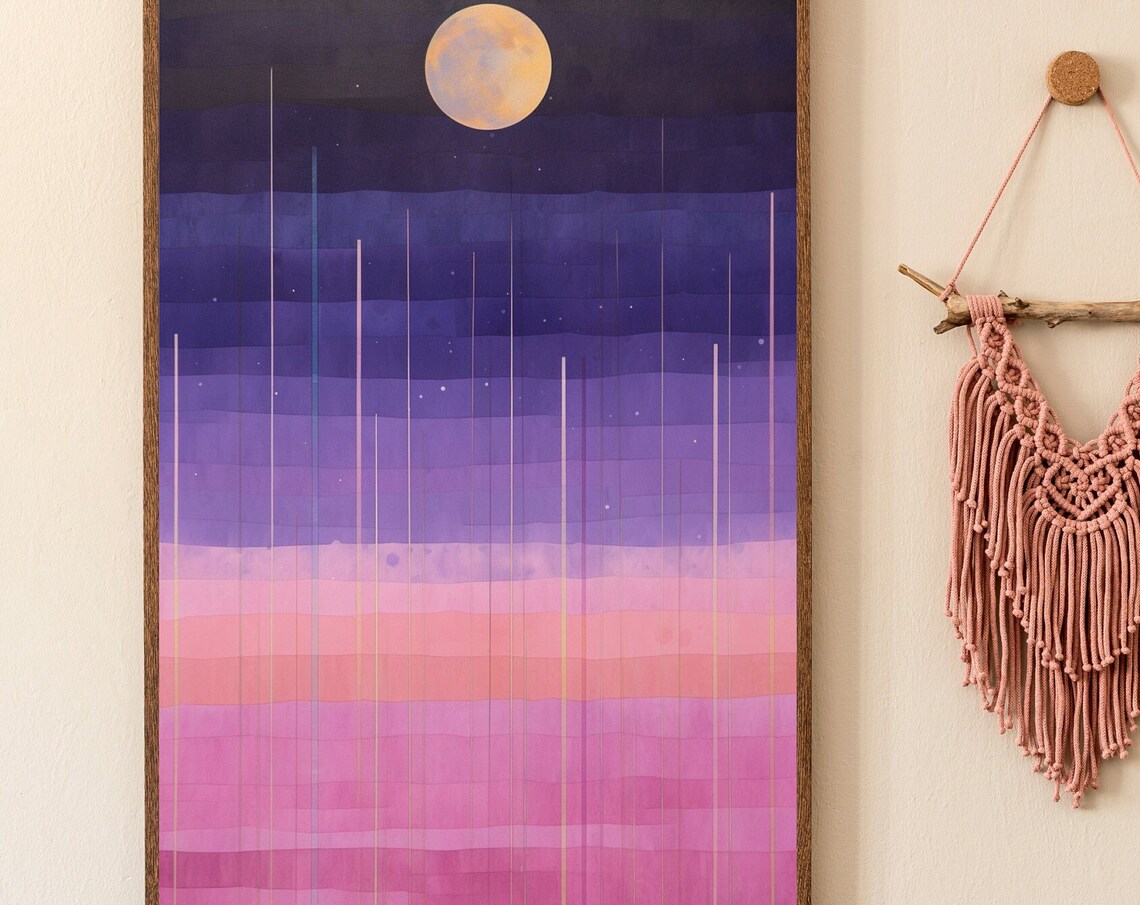 Abstract Purple Sky Minimalist Starry Dreams Art Print