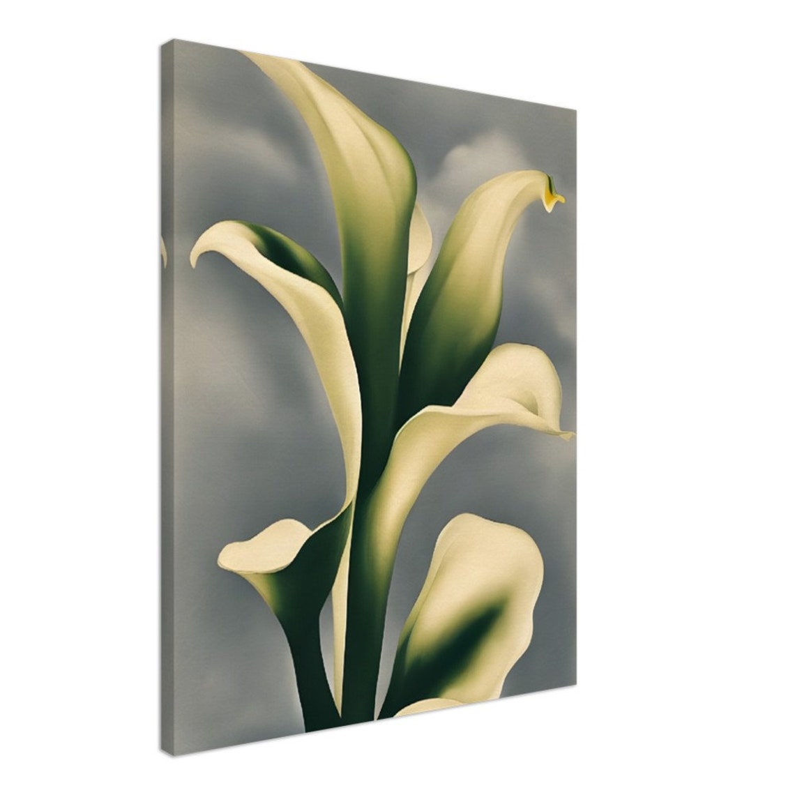 Cream Calla Lilies Gray Minimal Modern Botanical Flower Art Poster - Image 2