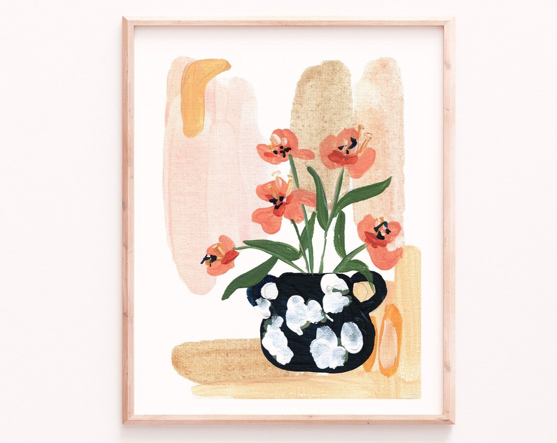 Flowers In A Vase Botanical Art Print, Sabina Fenn