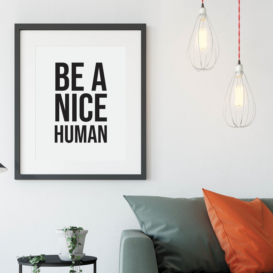 Be A Nice Human Bold Black Modern Minimalist Typography Quote Print - Image 3