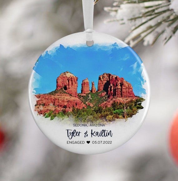 Sedona Engagement Ornament Personalized Red Rocks Travel Art Print