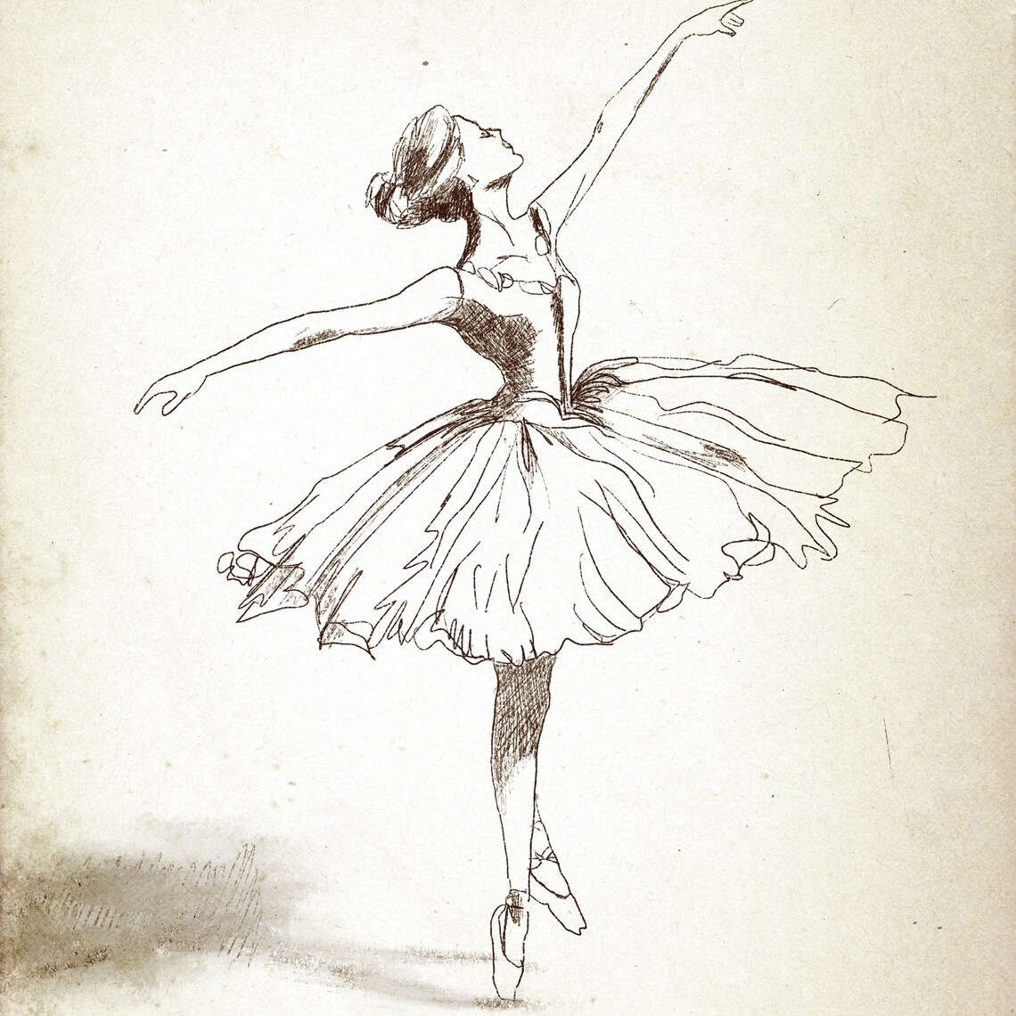 Vintage Ballerina Sketch Dancing Dancer Pencil Drawing Art Poster - Image 3