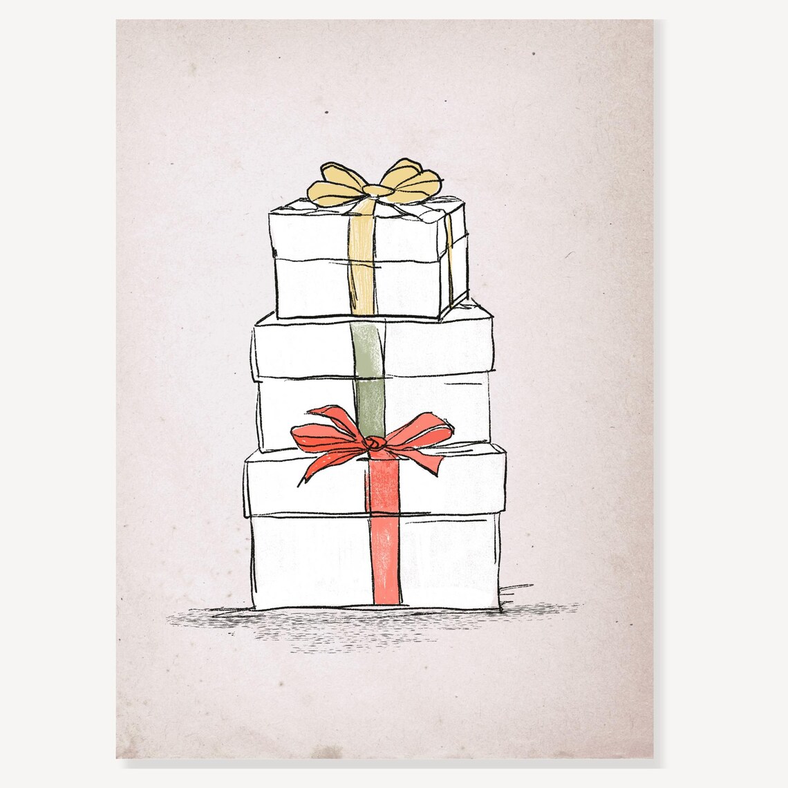 Stacked Christmas Gift Boxes In Vintage Holiday Sketch Style Poster - Image 2