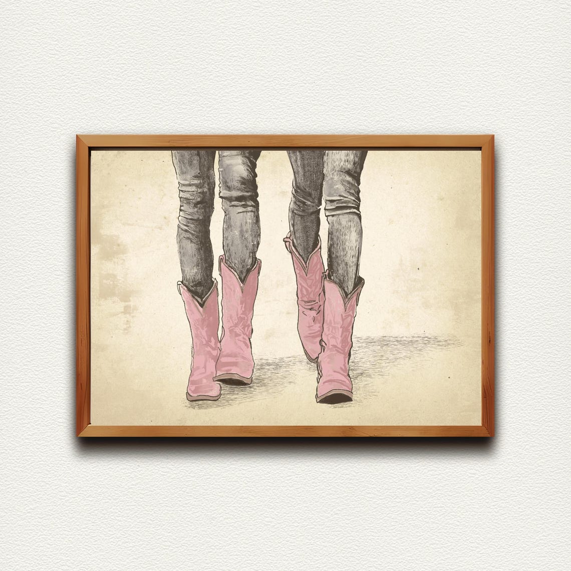 Coastal Cowgirl Vintage Poster Print Pink Cowgirl Boots Trendy Preppy Cowgirl Dorm Room Wall Art Decordigital - Image 4
