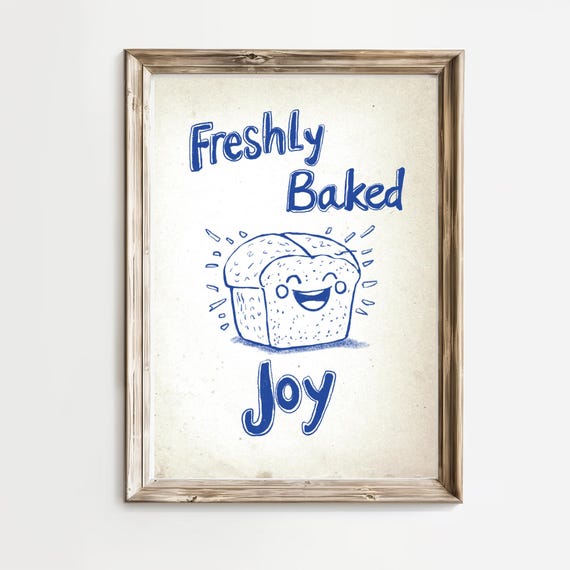 Retro Poster Bread Print Modern Kitchen Decor Retro Poster Vintage Wall Art Poster Kitchen Decorretro Illustration Motivational Print