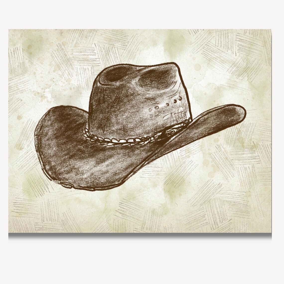 Vintage Cowboy Hat in Western Sketch Rustic Decor Art Poster - Image 2