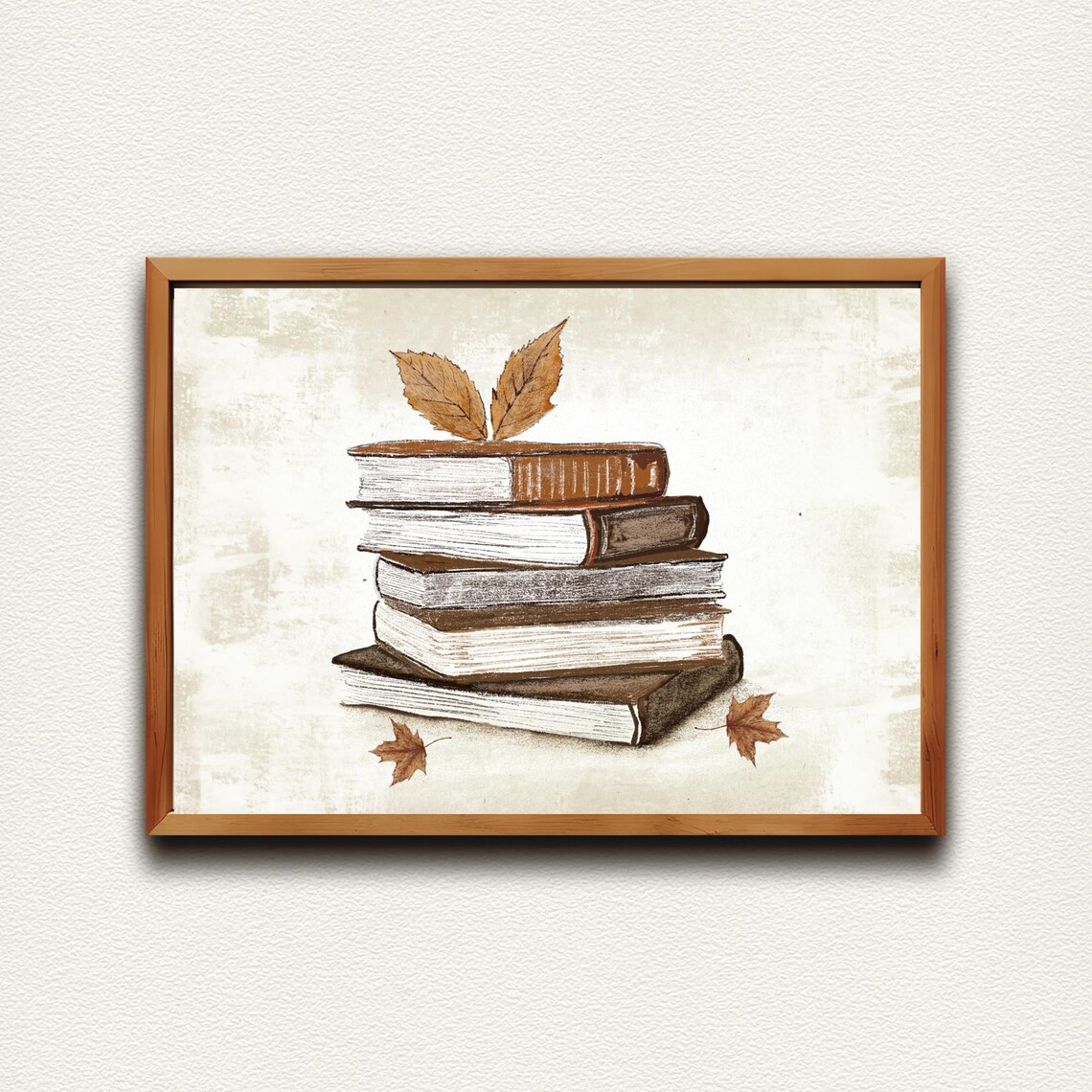 Stack of Vintage Books With Autumn Leaves Fall Home Decor Poster - Image 4