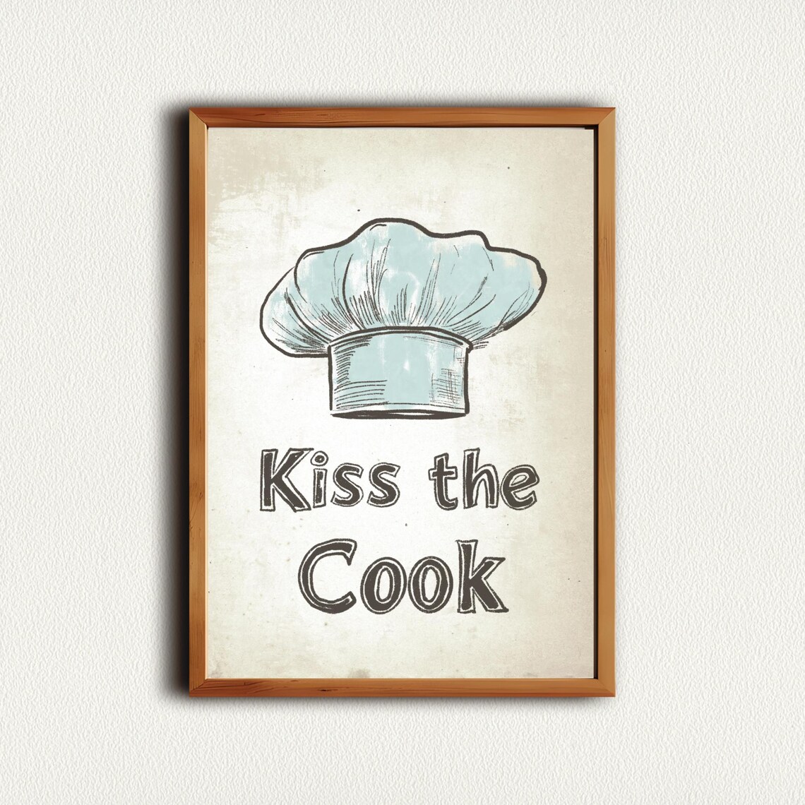 Kiss The Cook Watercolor Chef Hat Funny Kitchen Quote Poster - Image 4