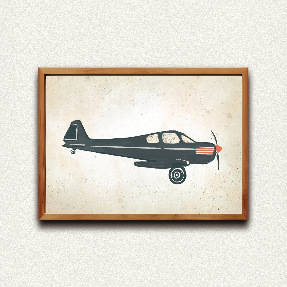 Vintage Propeller Airplane Sketch Antique Nursery Aviation Print - Image 2