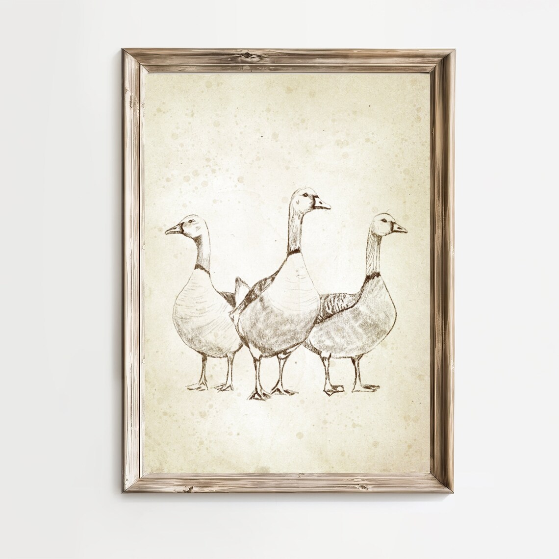Three Geese Walking Vintage Pencil Sketch Farmhouse Bird Art Print - Image 4