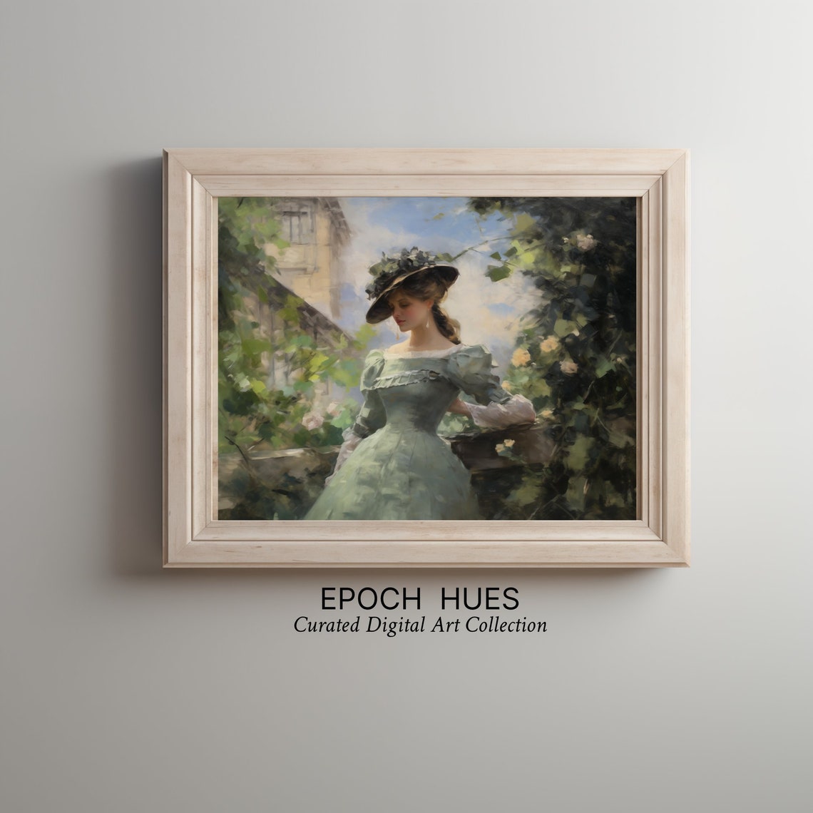 Elegant Lady In A Garden Impressionist Style Vintage Art Poster - Image 2