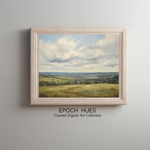 Scenic Countryside Landscape Art Rustic Nature Print Serene Pastoral Wall Decor Instant Large Format Vibrant Colors