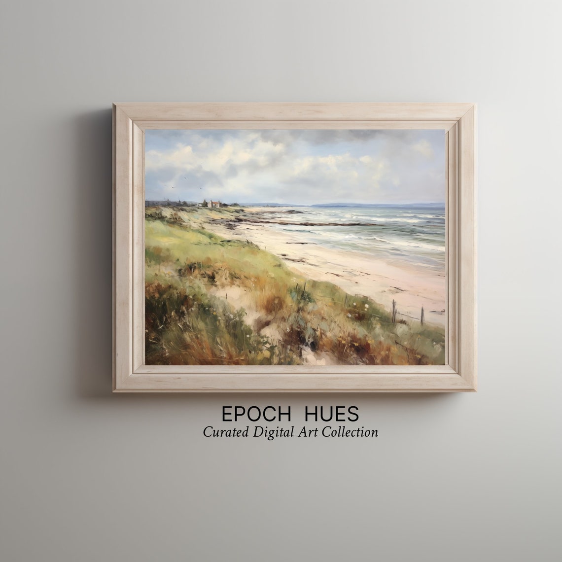 Serene Coastal Beach With Sandy Shore and Ocean Waves Poster