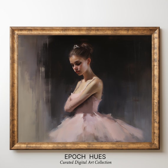 Ballet Dancer Art Print Elegant Ballerina Portrait Painting Classical Dance Wall Decor Instant