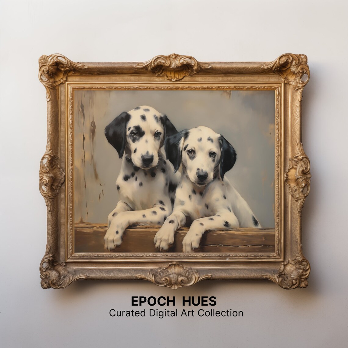 Twin Dalmatian Puppies Paws on Ledge Adorable Dog Art Poster - Image 2