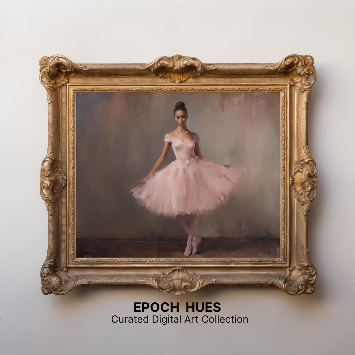Ballet Dancer Art Elegant Ballerina Painting Wall Art Dance Studio Decor Pink Tutu Graceful Pose Large Format - Image 3