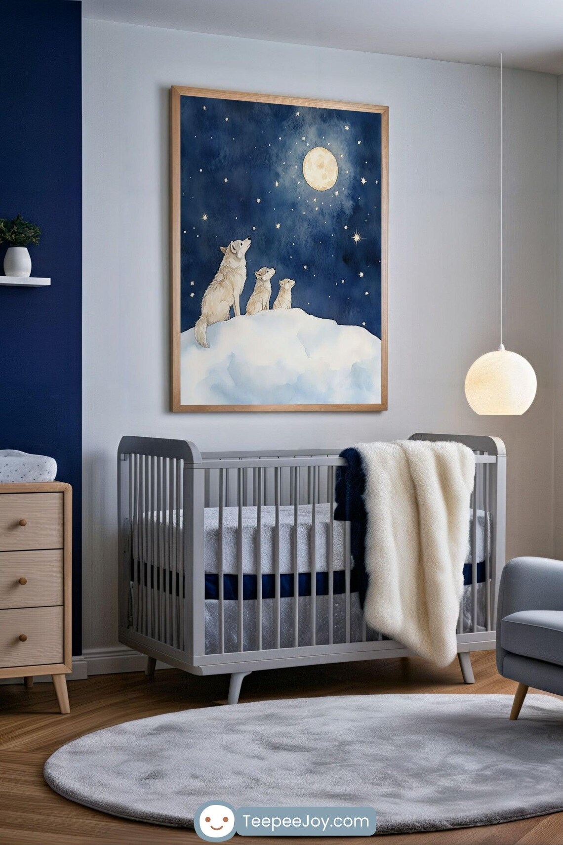 Arctic Wolf Moon Poster, Kids Room Nursery Decor - Image 3