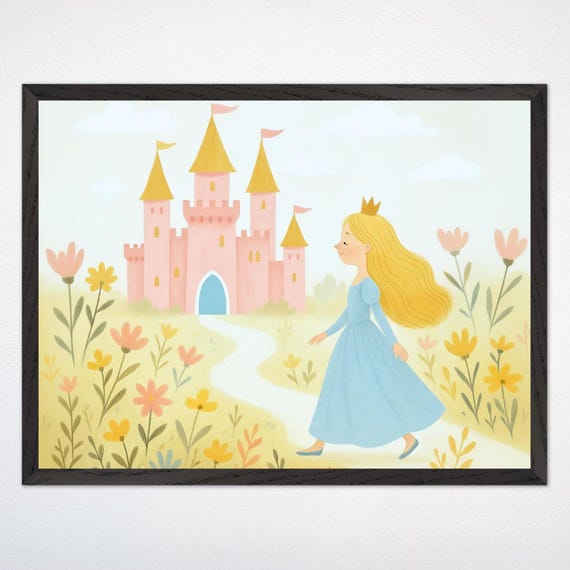 Princess Castle Poster, Girls Nursery Decor