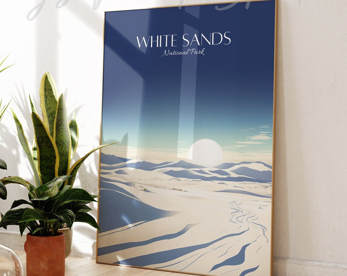 White Sands National Park Vintage Travel Poster