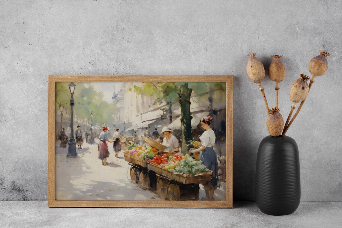 Bustling Market Morning Light, Paris Streets - Image 2