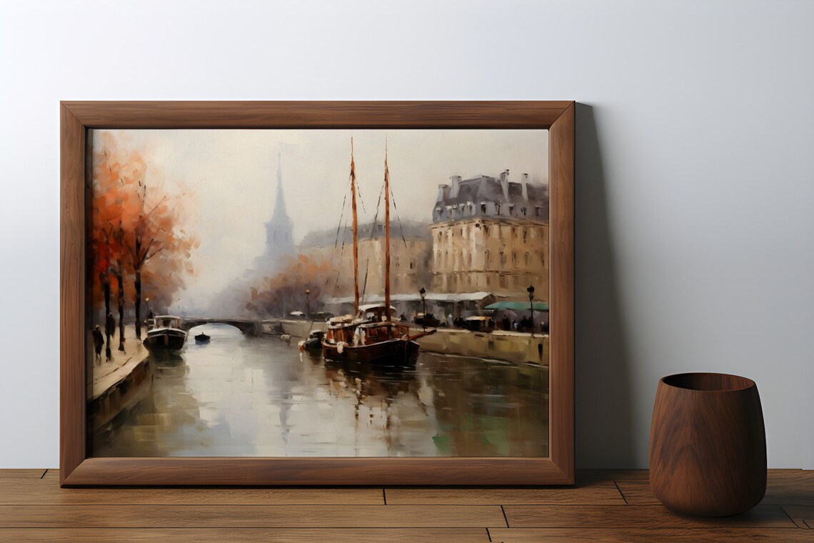 Autumn Mist On The Seine, Vintage Art Print - Image 4