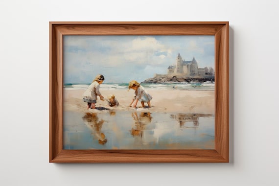 Castles In The Sand, Antique Art Print