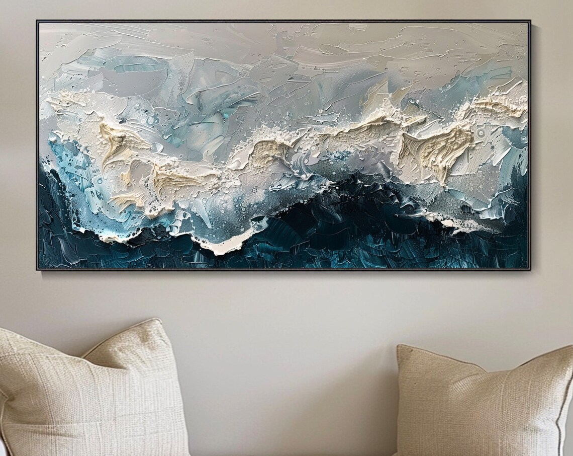 Minimalist Beach Wave Painting, Wabi Sabi Art Print
