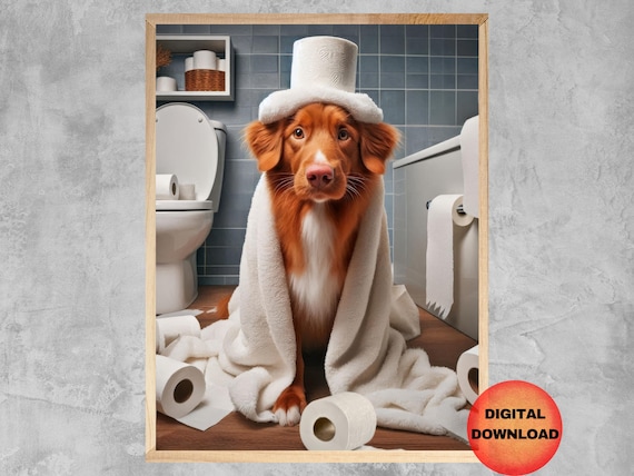 Nova Scotia Duck Tolling Retriever Toilet Wall Art Funny Toller Dog Bathroom Decor Kids Pet Animal Mom Gift