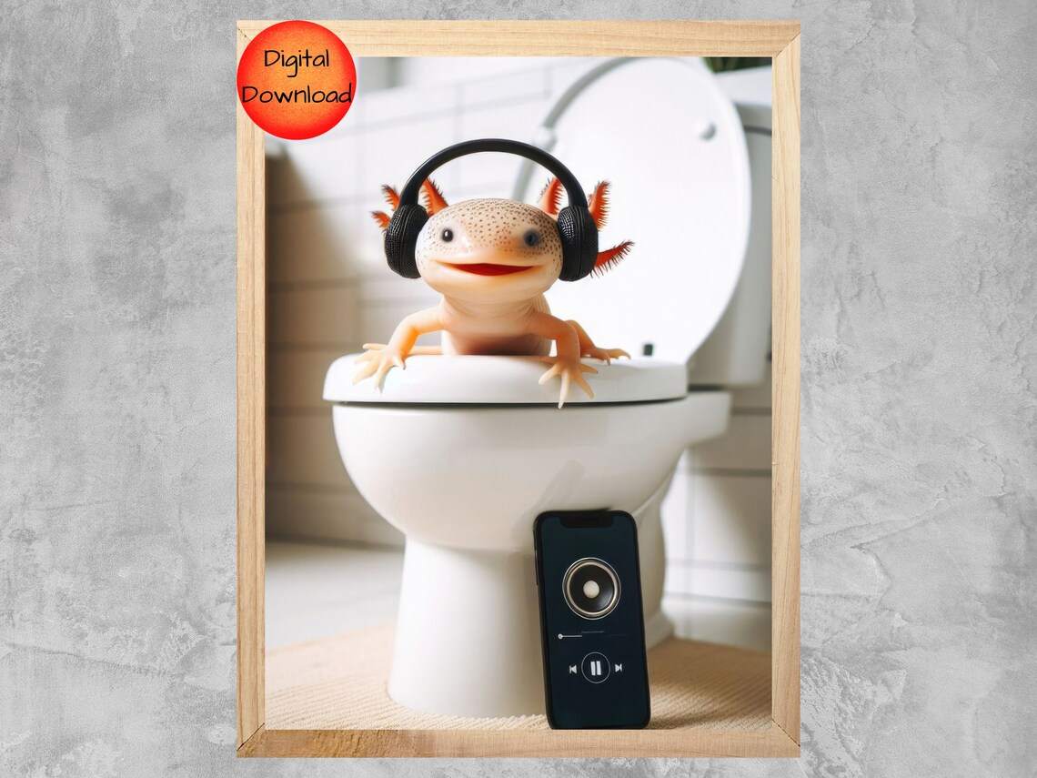 Axolotl Toilet Bathroom Humor Art Print