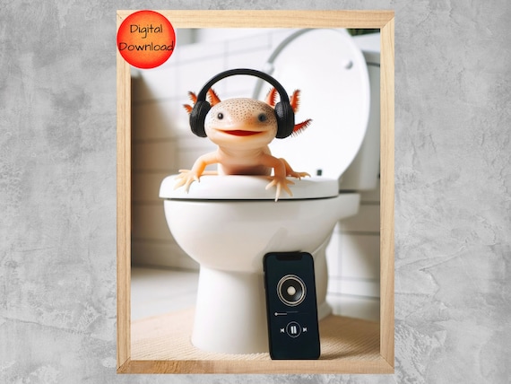 Axolotl Toilet Bathroom Humor Art Print