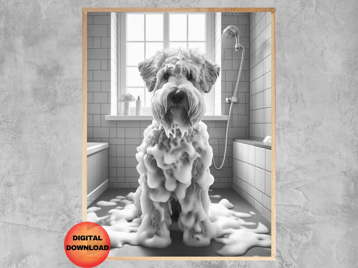 Wheaten Terrier Bathroom Humor Poster Print