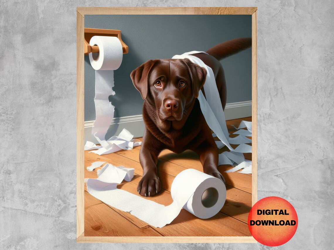 Chocolate Labrador Bathroom Humor Art Print