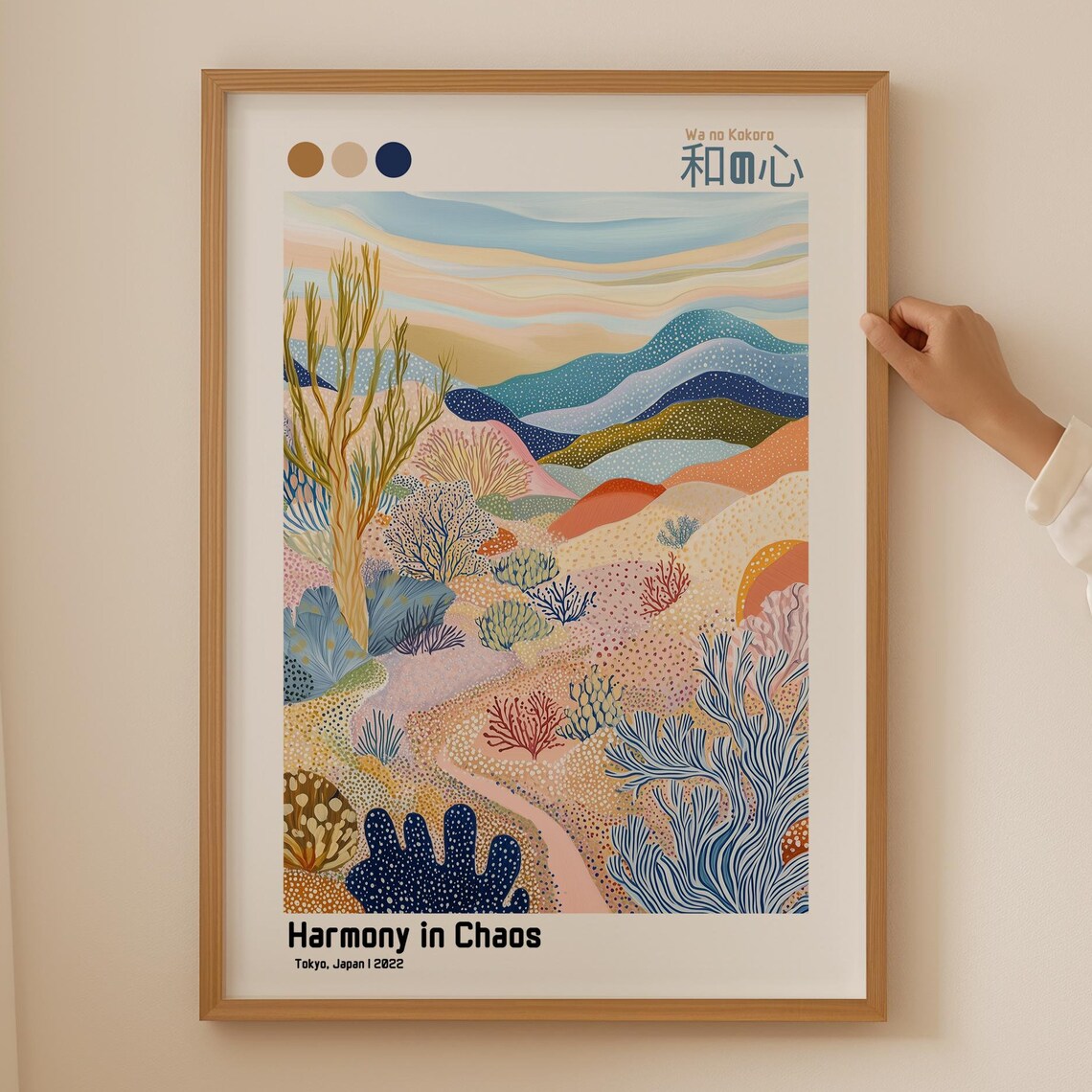 Harmony in Chaos Tokyo Japan Pastel Hills Landscape Art Poster