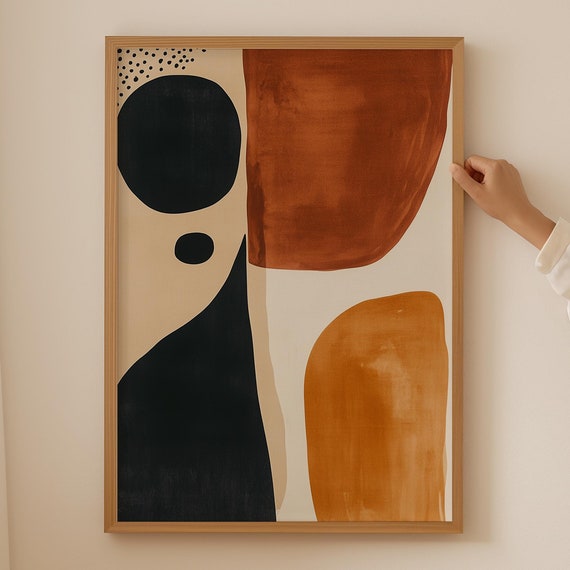 Abstract Japandi Print Beige Wall Art For Cubicle Decor Wabi Sabi Poster Room Japanese And Trendy Above Couch