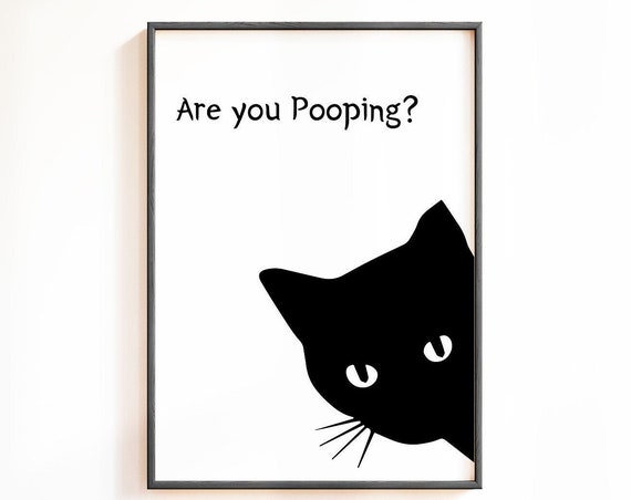 Black Cat Poster Minimalist Funny Cat Prints Funny Wall Decor Bathroom Wall Art Toilet Poster Home Decor Cat Lover Gift Funny Posters