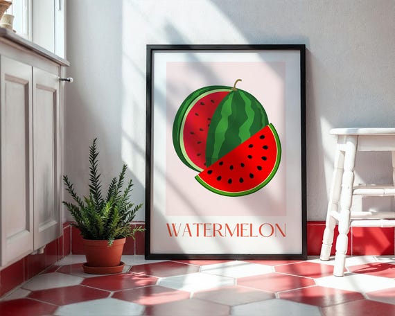 Watermelon Kitchen Print Trendy Fruits Market Wall Art