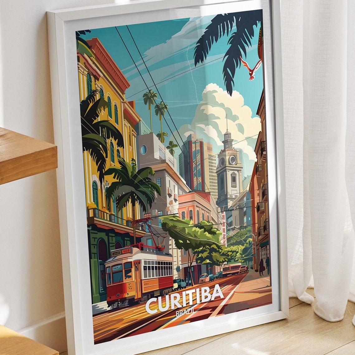 Curitiba Print Brazil Curitiba Travel Poster Brazil Travel Poster Brazil Cityscape Wall Art Unique City Decor
