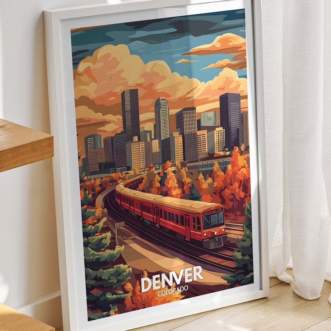 Denver Travel Print Colorado Denver Travel Poster Colorado Travel Poster Colorado Cityscape Wall Art Unique City Decor