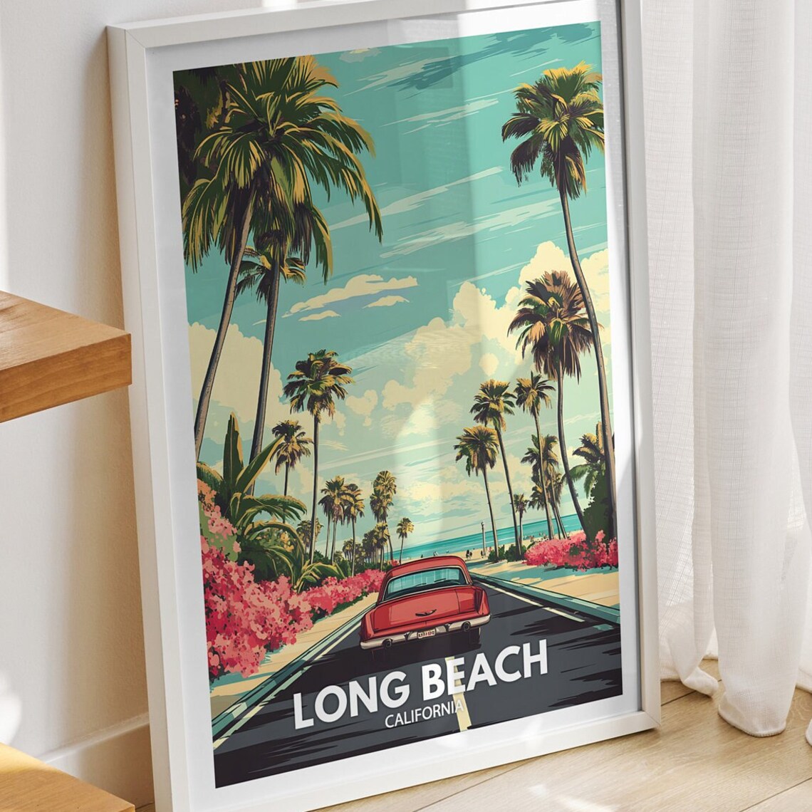 Long Beach Print California Long Beach Travel Poster California Travel Poster California Cityscape Wall Unique City Art Decor