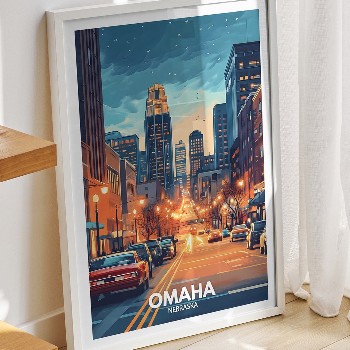 Omaha Travel Print Nebraska Omaha Travel Poster Nebraska Travel Poster Nebraska Cityscape Wall Art Unique City Decor