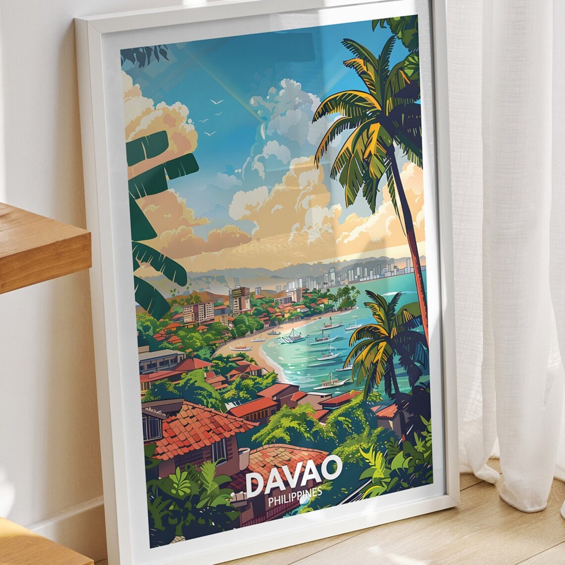 Davao, Philippines Travel Poster, Cityscape