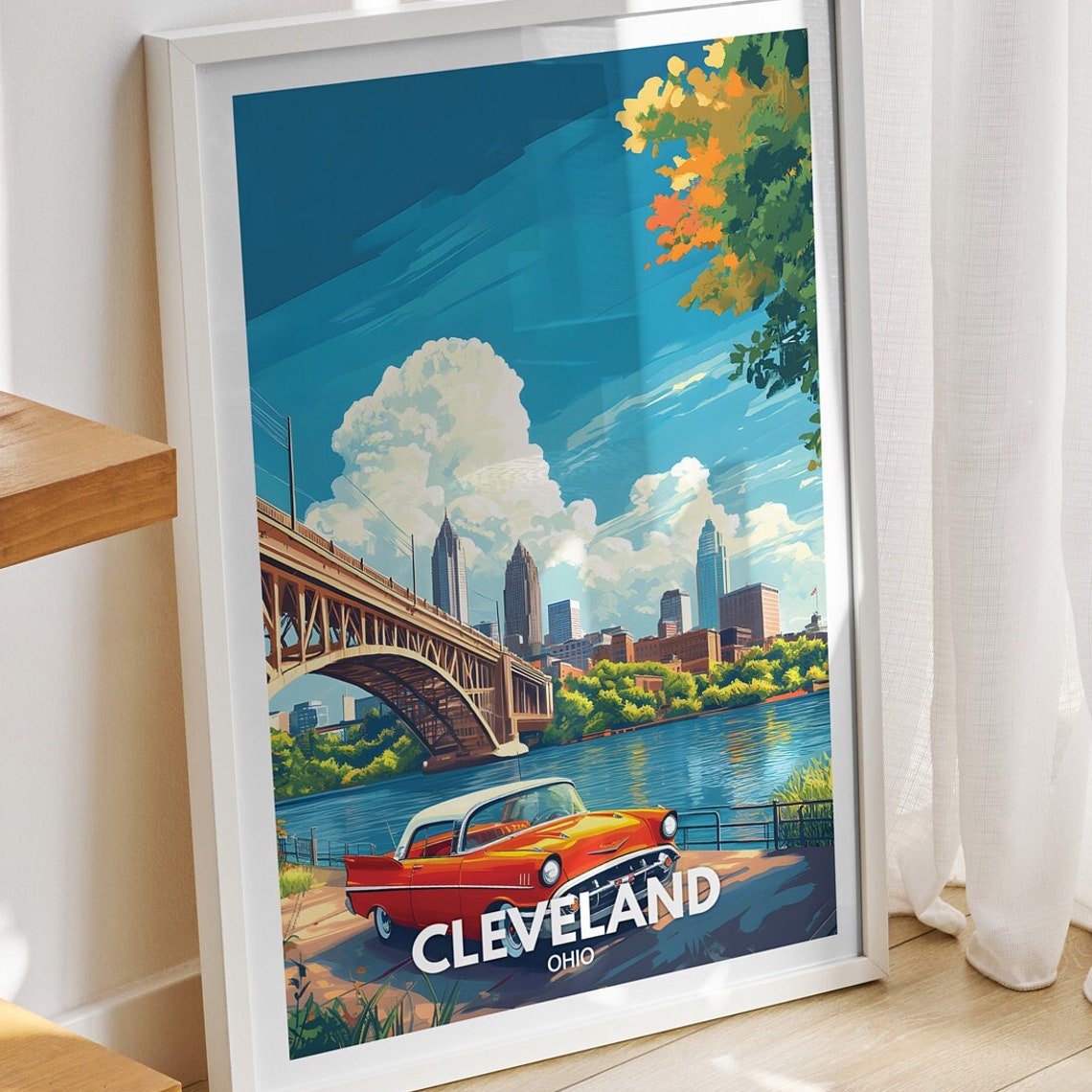 Cheveland Art Print Ohio Cheveland Travel Poster Ohio Travel Poster Ohio Cityscape Wall Art Unique City Art Decor