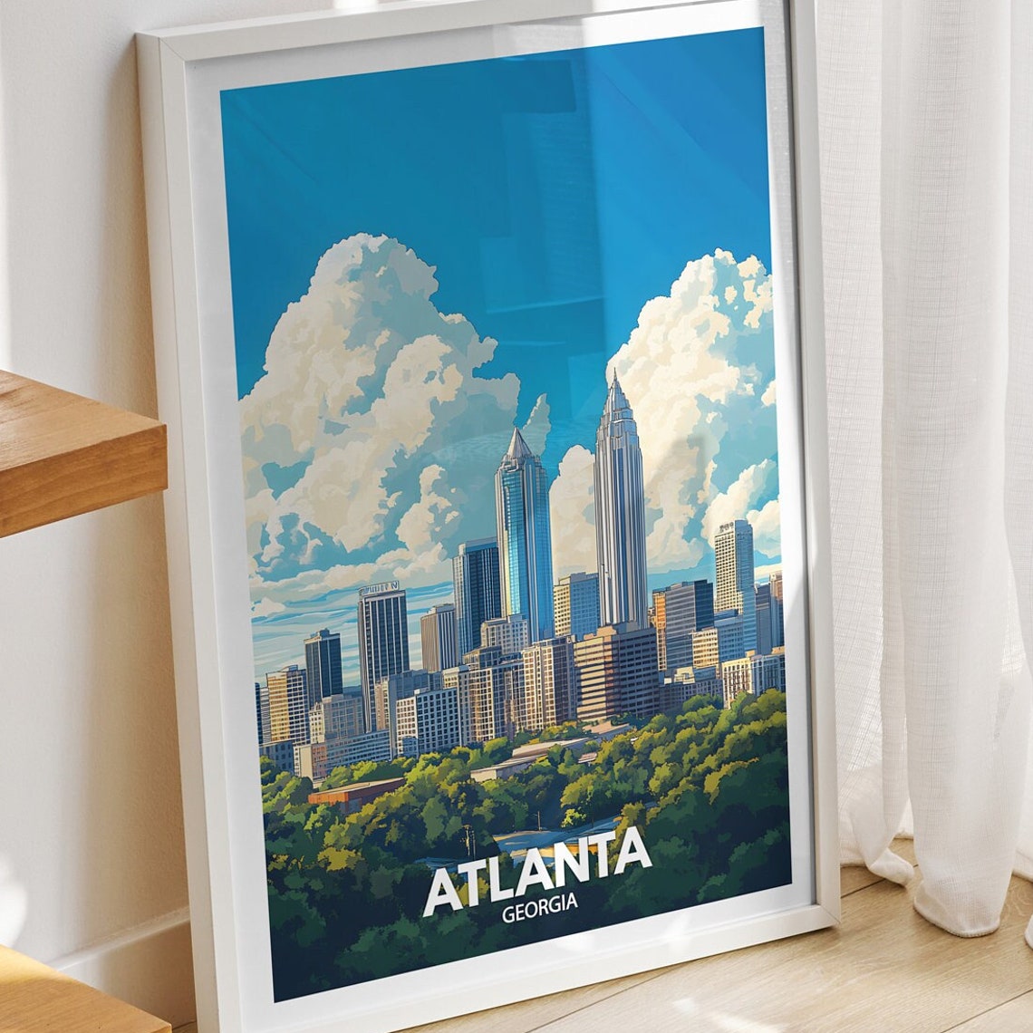 Atlanta Art Print Georgia Atlanta Travel Poster Georgia Travel Poster Georgia Cityscape Wall Art Unique City Art Decor