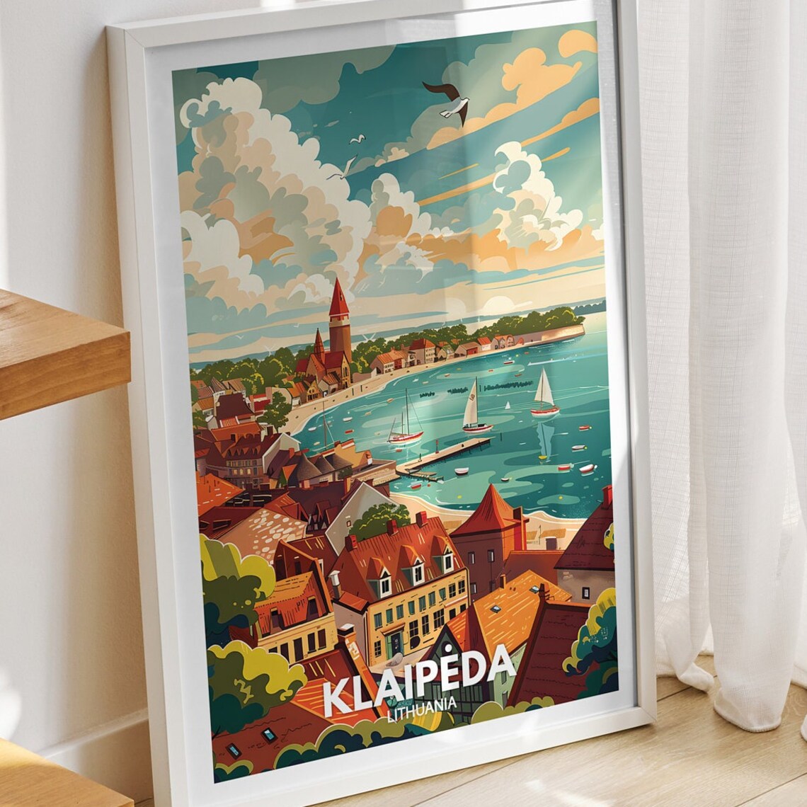 Klaipeda Travel Poster, Lithuania Cityscape