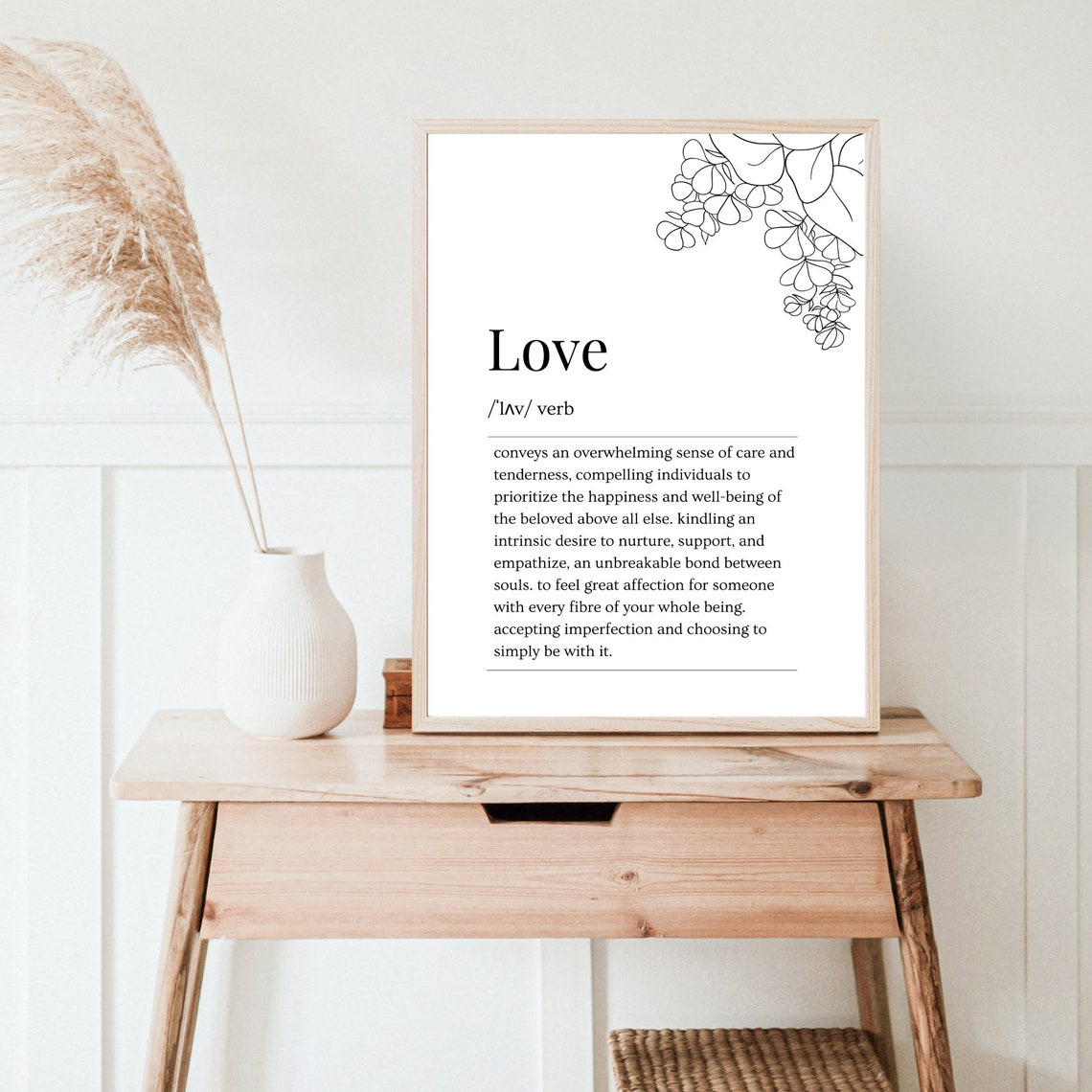 Love Dictionary Definition Floral Line Art Typography Poster - Image 2