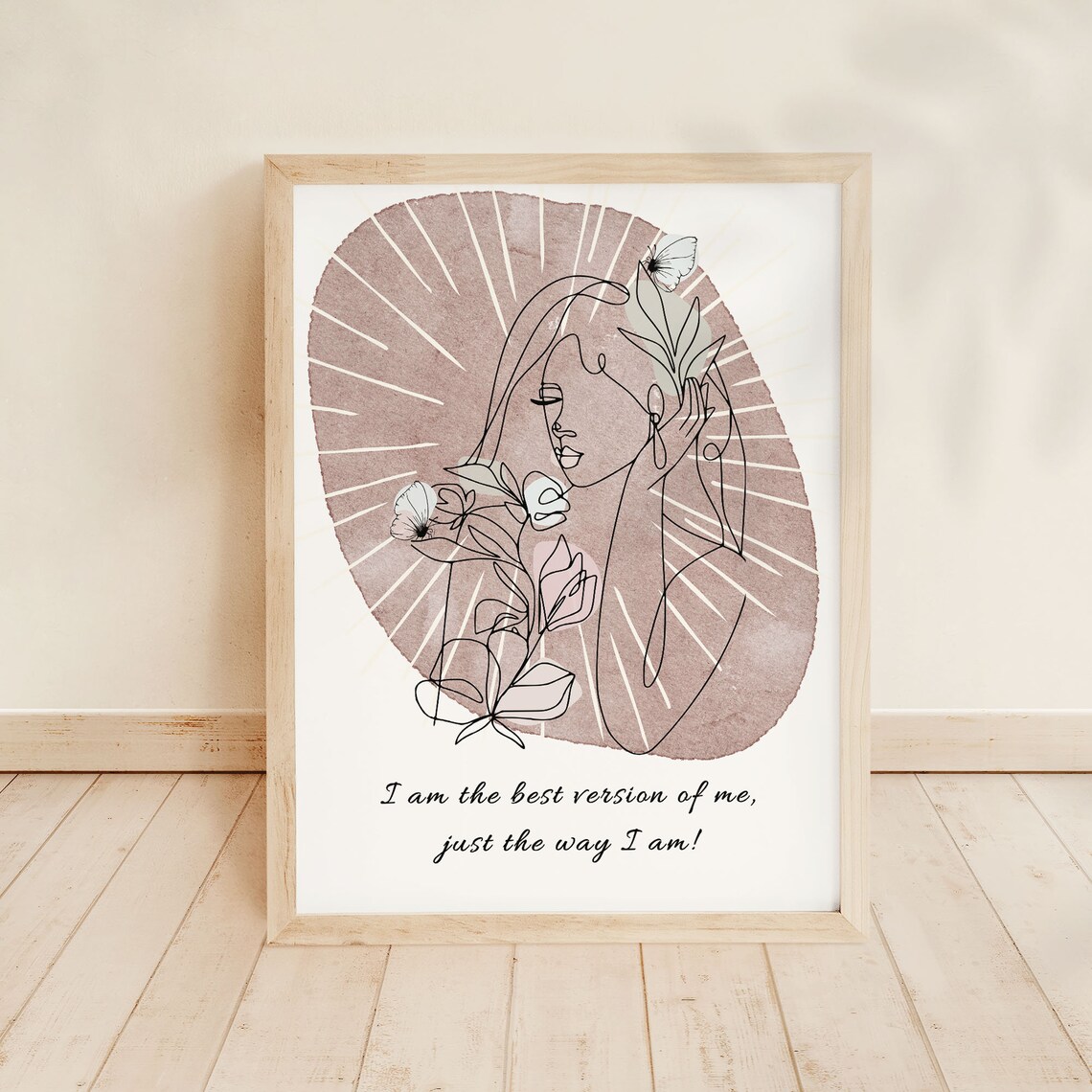 Best Version of Me Self Love Boho Floral Line Art Wall Poster - Image 2