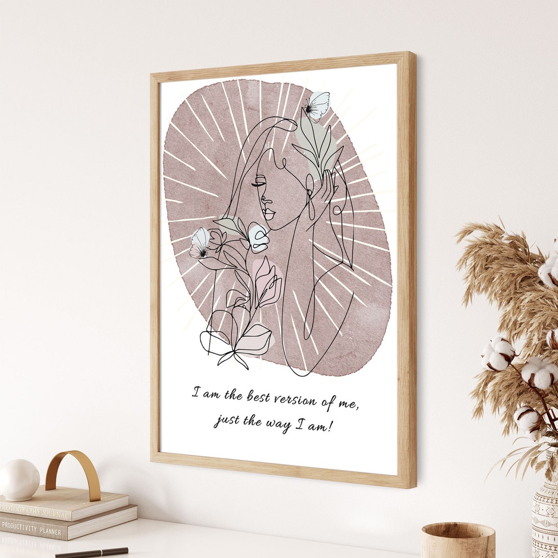 Best Version of Me Self Love Boho Floral Line Art Wall Poster - Image 3